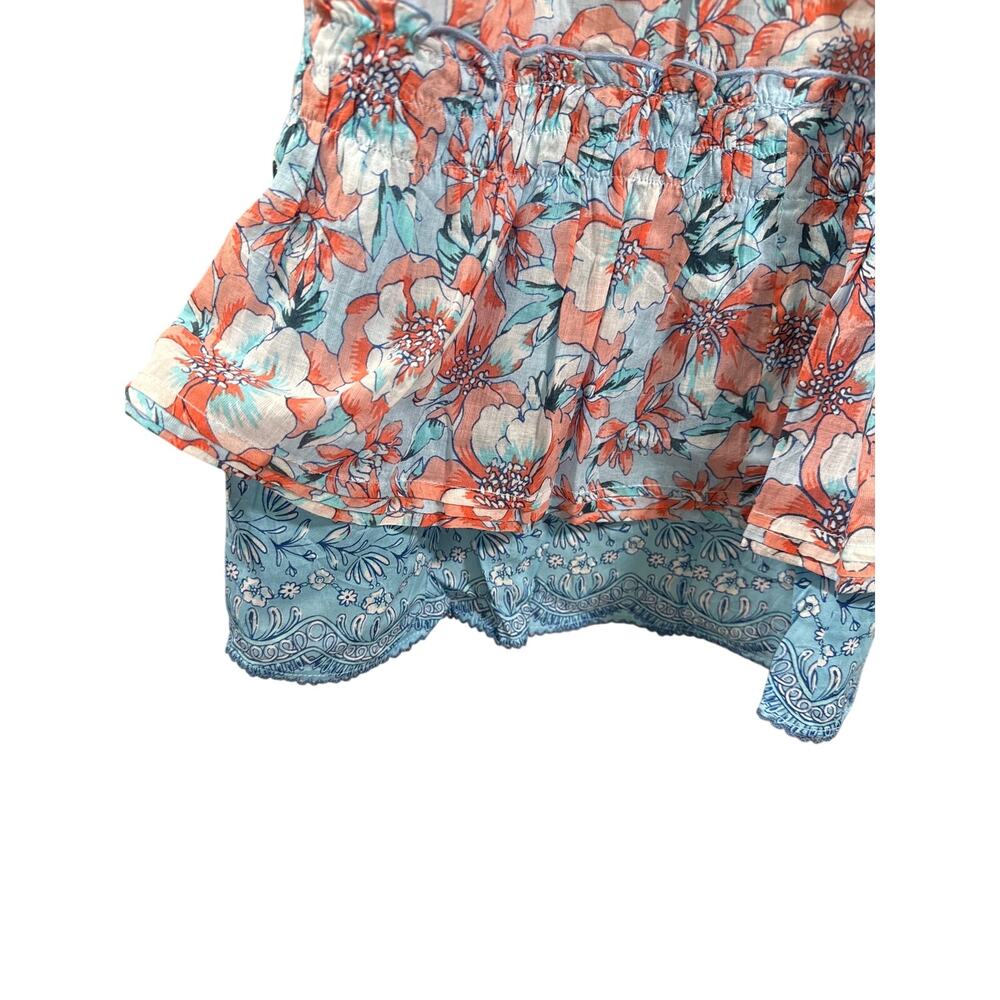 Poupette St Barth Floral Boho Midi Dress Blue Orange Print Size XS Romantic - Picture 8 of 14